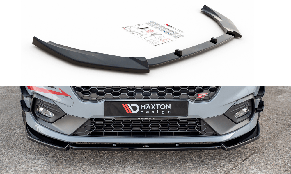 Image of Maxton Voor Bumper Lip V7 Glanzend Zwart ABS Plastic Ford Fiesta