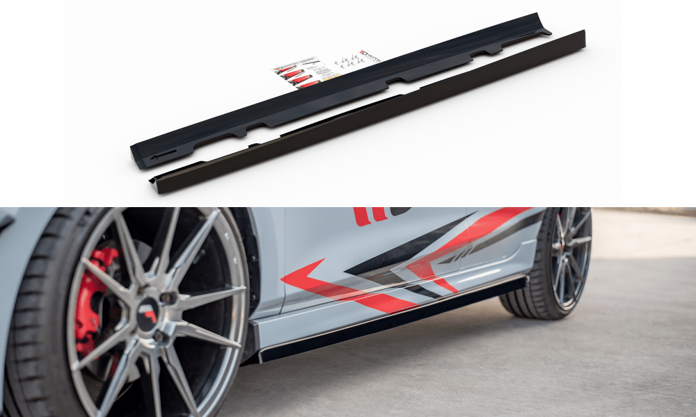 Image of Maxton Side Skirts V2 Glanzend Zwart ABS Plastic Ford Fiesta