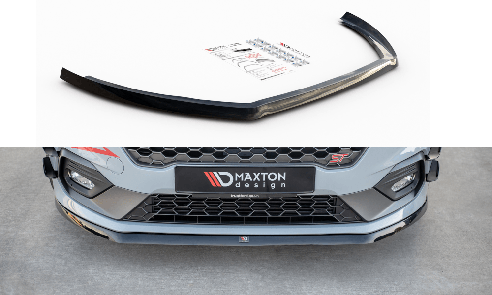 Image of Maxton Voor Bumper Lip V6 Glanzend Zwart ABS Plastic Ford Fiesta