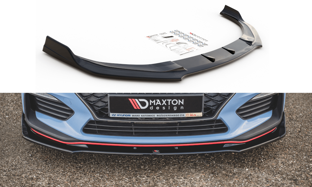 Image of Maxton Voor Bumper Lip V3 Glanzend Zwart ABS Plastic Hyundai I30