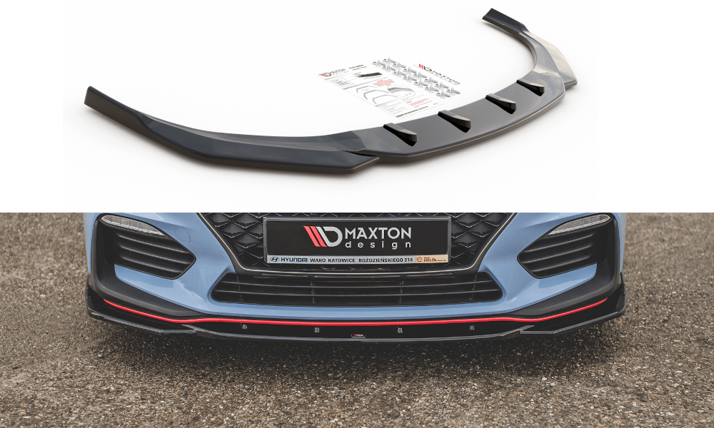 Image of Maxton Voor Bumper Lip V4 Glanzend Zwart ABS Plastic Hyundai I30