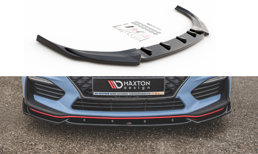 Image of Maxton Voor Bumper Lip V5 Glanzend Zwart ABS Plastic Hyundai I30