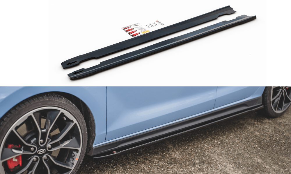 Image of Maxton Side Skirts V4 Glanzend Zwart ABS Plastic Hyundai I30