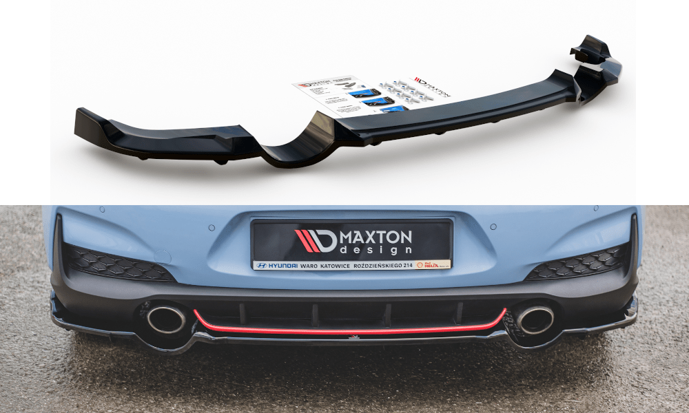 Image of Maxton Achter Bumper Lip With Vertical Bar Zwart ABS Plastic Hyundai I30