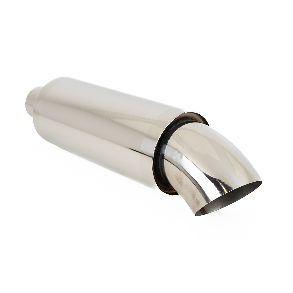 Image of SK-Import Achter Universele Uitlaat Demper Turndown 63mm Roestvrij Staal
