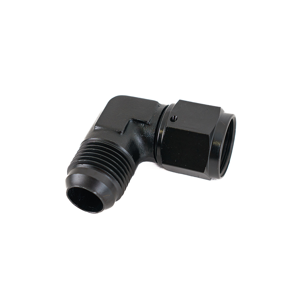 Image of SK-Import Koppelstuk Olie Koeler 90 Graden Zwart -10 AN Aluminium