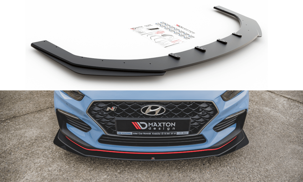 Image of Maxton Voor Bumper Lip Racing Durability Zwart ABS Plastic Hyundai I30