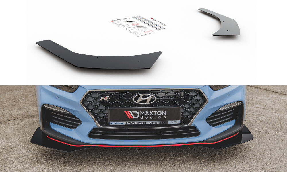 Image of Maxton Voor Bumper Lip Glanzend Zwart ABS Plastic Hyundai I30