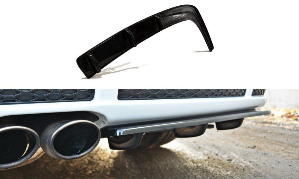 Image of Maxton Achter Bumper Lip With Vertical Bar Zwart ABS Plastic Audi RS4