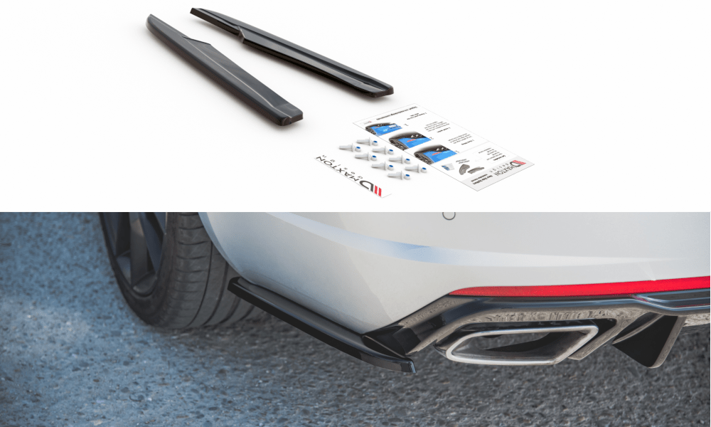 Image of Maxton Achter Bumper Lip V2 Glanzend Zwart ABS Plastic Skoda Octavia