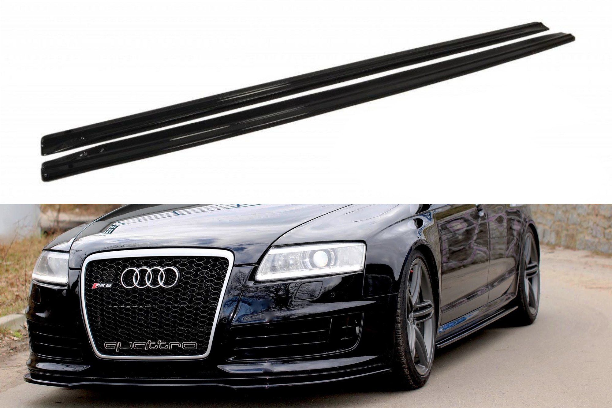 Image of Maxton Side Skirts Glanzend Zwart ABS Plastic Audi RS6