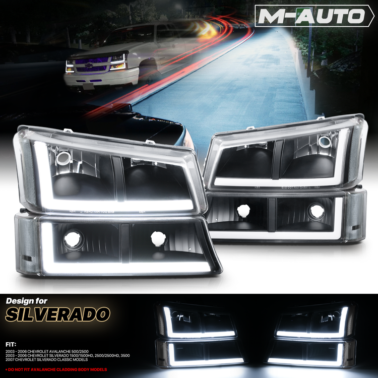 Image of SK-Import Koplampen Black Housing Heldere Lens Chevrolet Silverado