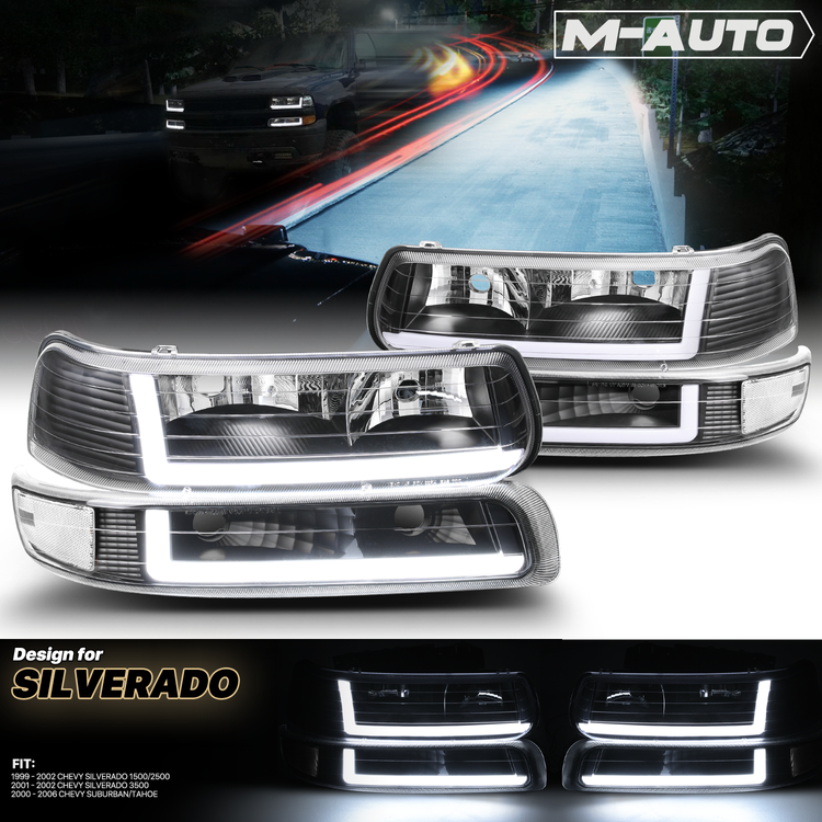 Image of SK-Import Koplampen Black Housing Heldere Lens Chevrolet Silverado