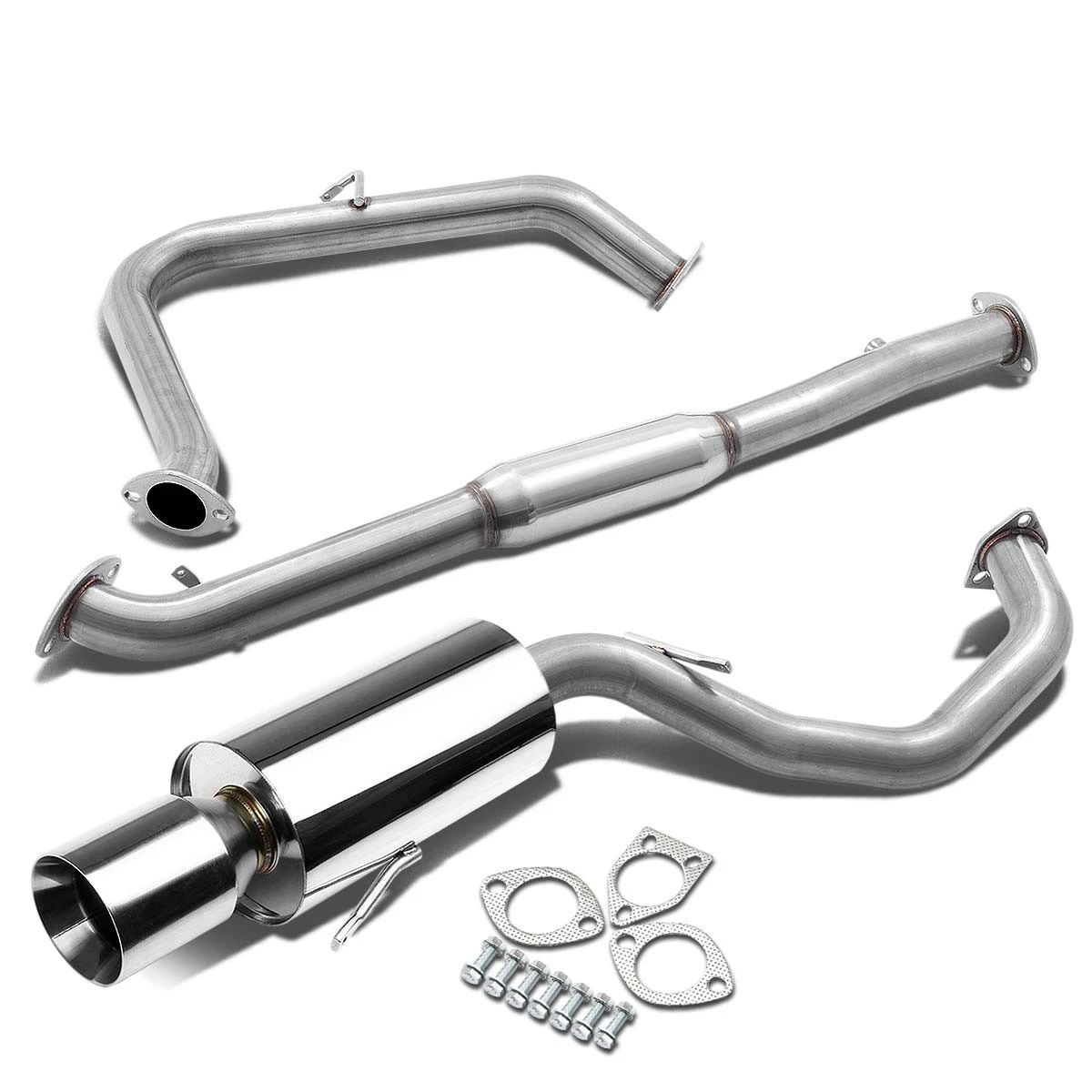 Image of SK-Import Cat-back Uitlaatsysteem RVS Dubbelwandige Uitlaat tip 57mm Roestvrij Staal Mitsubishi Eclipse
