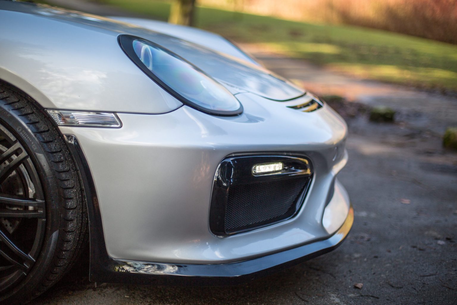 Image of PU Design Voor Bumper Lip GT4 Style Verticale afwerking Zwart Polyurethane Porsche Boxter,Cayman