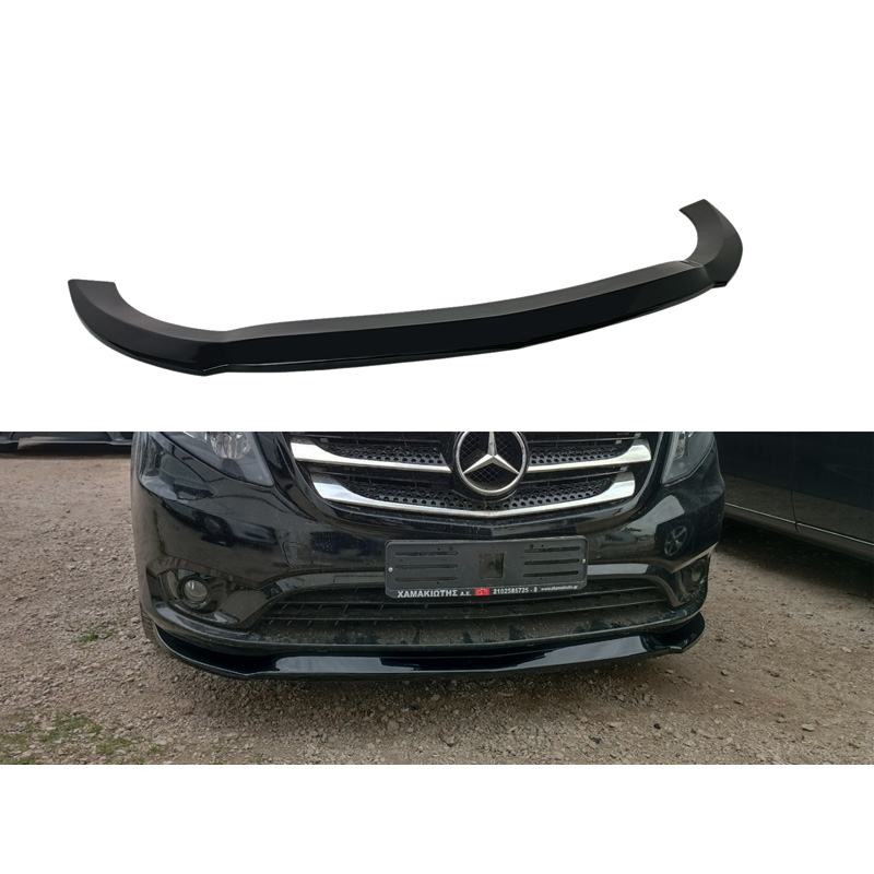 Image of Motordrome Voor Bumper Lip Zwart ABS Plastic Mercedes Vito