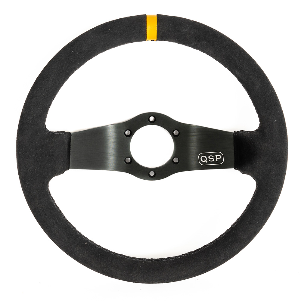 Image of QSP Stuur Racing Zwarte Kruisstiksel Zwart 350mm Suède