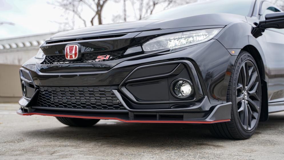 Image of PU Design Voor Bumper Lip TR Style Carbon Fiber Look Polypropyleen Honda Civic