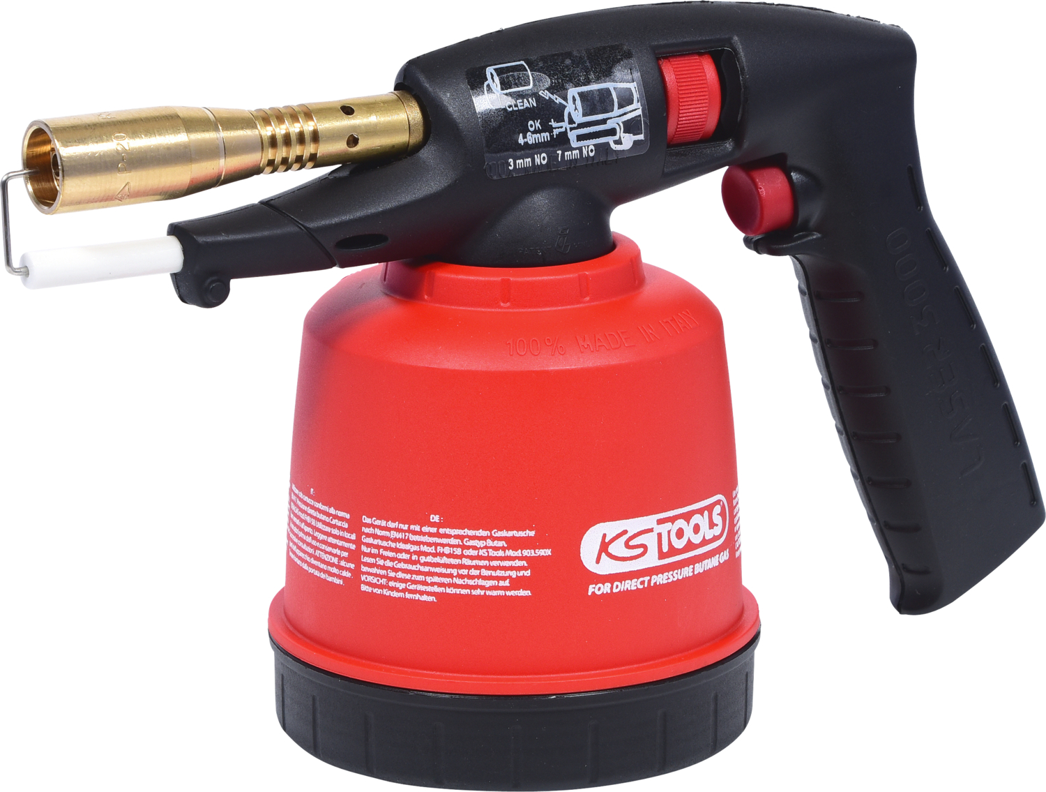 Image of KS tools Brander met piezo-ontsteking Rood Kunststof