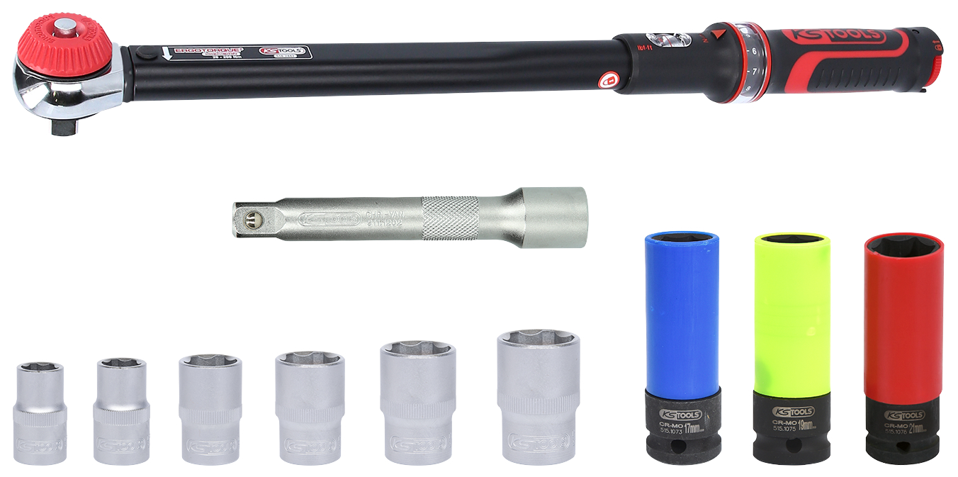 Image of KS tools Momentsleutel 20-200Nm Met 10 Accesoires Zwart
