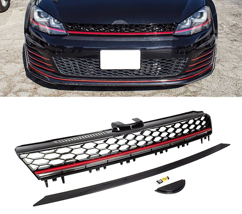 Image of SK-Import Voor Grill GTI Style Zwart - Rood ABS Plastic Volkswagen Golf Pre Facelift