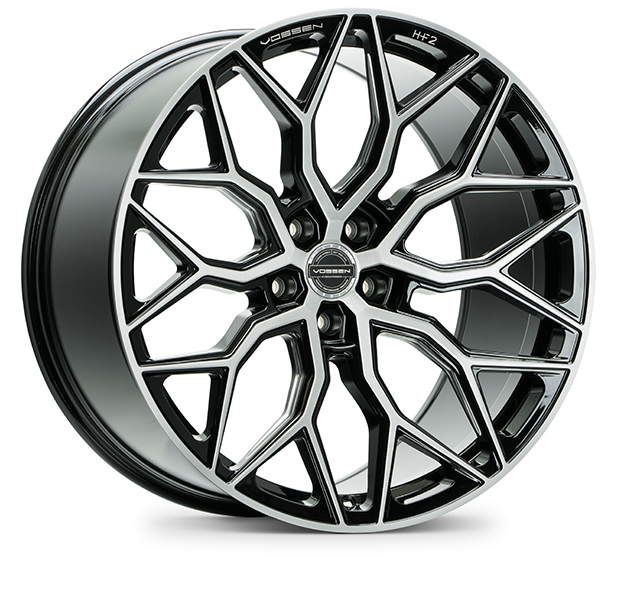 Image of Vossen Wheels HF-2 Hybrid Forged Series Velgen 20 Inch 10.5J ET42 5x120 Diepe Concave Flow Form Geborsteld glanzend zwart