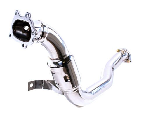 Image of M2 Motorsport Downpipe Race Met Katalysator Gepolijst 76mm Roestvrij Staal Subaru Impreza