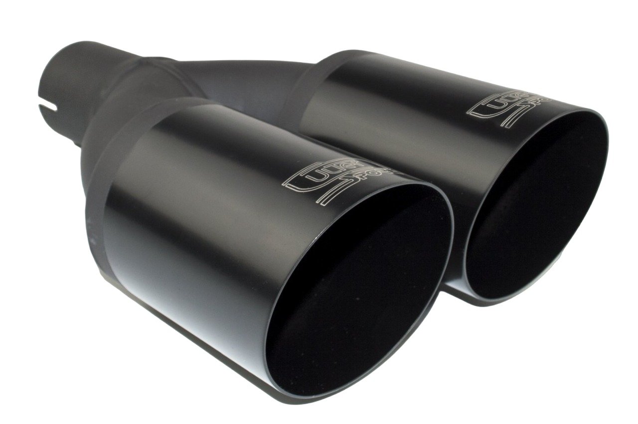 Image of Ulter Sport Uitlaat Sierstuk Dual Tip Zwart Roestvrij Staal
