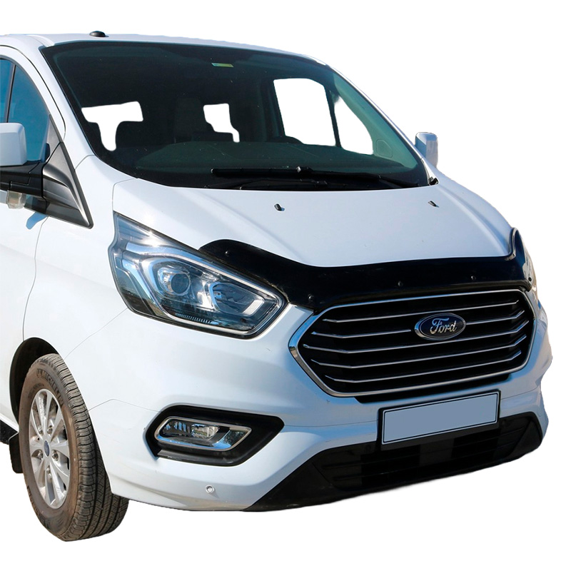 Image of Oneway Motorkap Beschermer Zwart ABS Plastic Ford Transit Custom Facelift