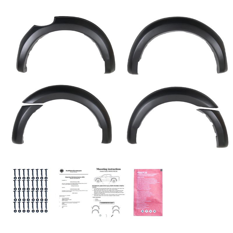 Image of Oneway Voor en Achter Scherm Verbreders Zwart ABS Plastic Ford Ranger