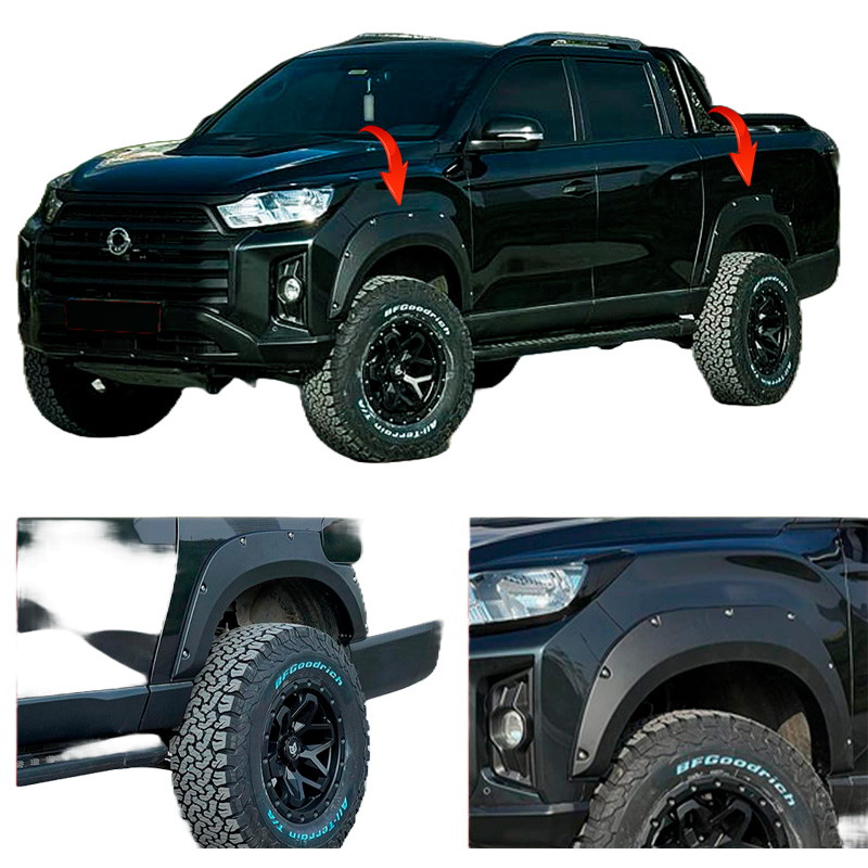 Image of Oneway Voor en Achter Scherm Verbreders Zwart ABS Plastic Ssangyong Musso
