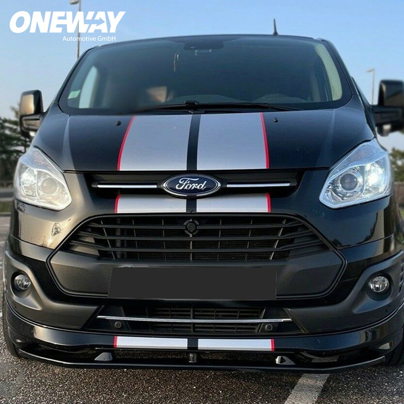 Image of Oneway Voor Bumper Lip Zwart ABS Plastic Ford Transit Custom