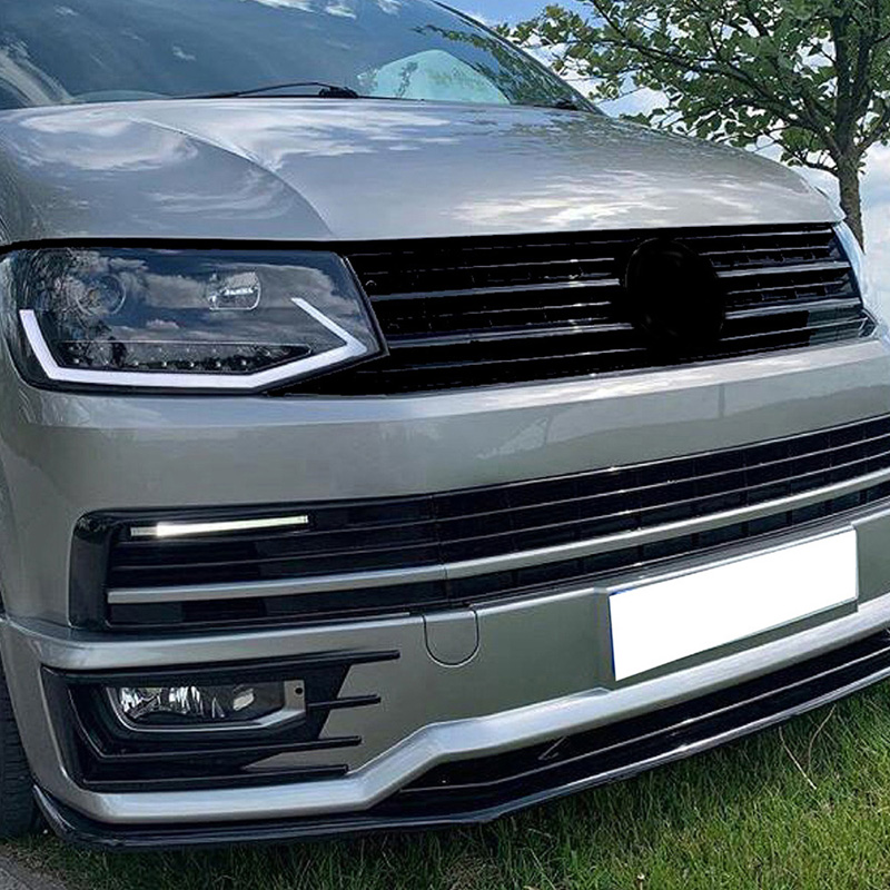Image of Oneway Voor Bumper Lip Zwart ABS Plastic Volkswagen Transporter