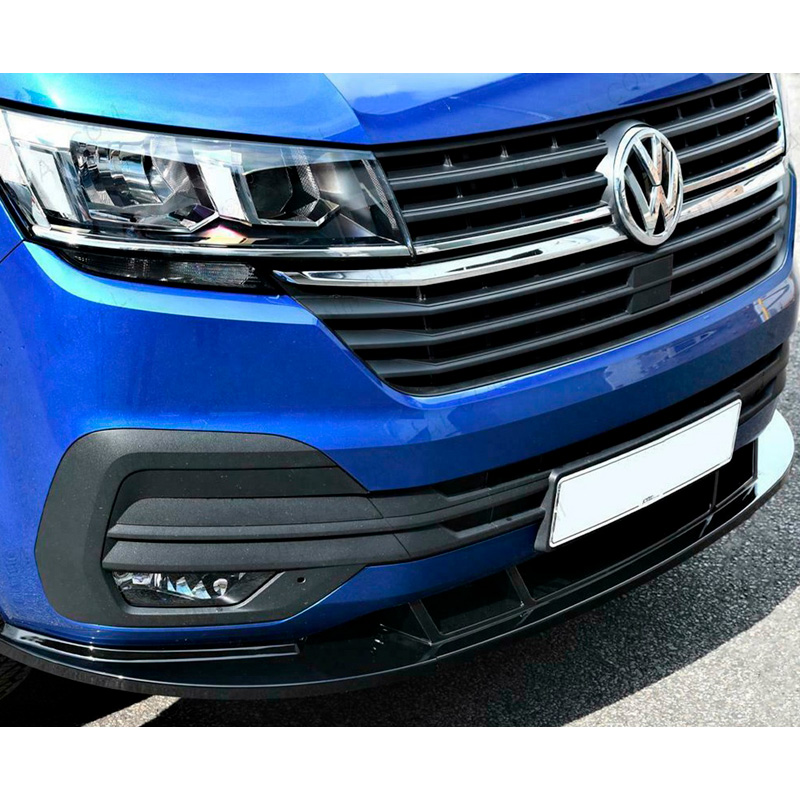 Image of Oneway Voor Bumper Lip Zwart ABS Plastic Volkswagen Transporter