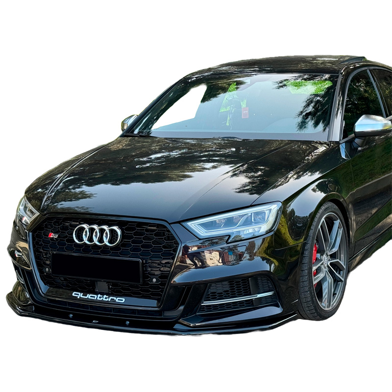 Image of Oneway Voor Bumper Lip Zwart ABS Plastic Audi S3