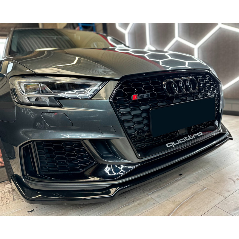 Image of Oneway Voor Bumper Lip Zwart ABS Plastic Audi RS3 Facelift