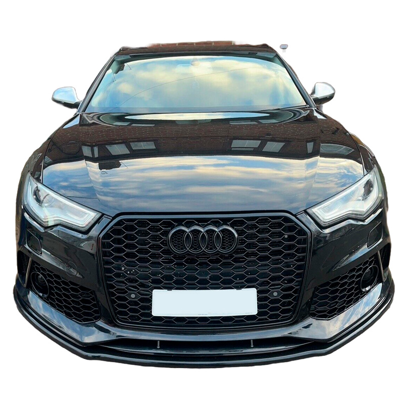 Image of Oneway Voor Bumper Lip Zwart ABS Plastic Audi RS6 Facelift