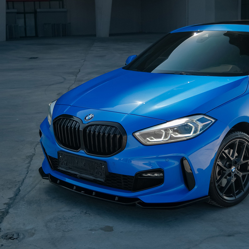 Image of Oneway Voor Bumper Lip Zwart ABS Plastic BMW 1 Serie
