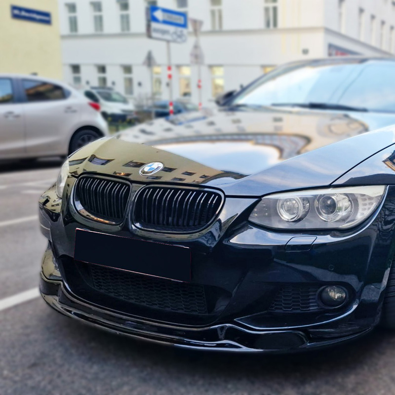 Image of Oneway Voor Bumper Lip Zwart ABS Plastic BMW 3-serie