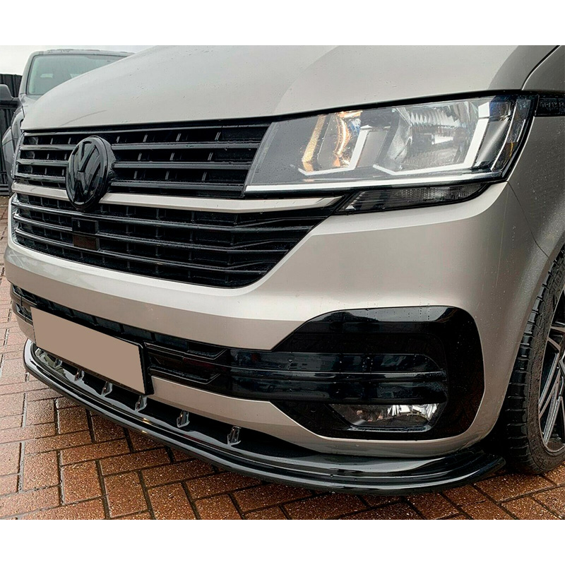 Image of Oneway Voor Bumper Lip Zwart ABS Plastic Volkswagen Transporter