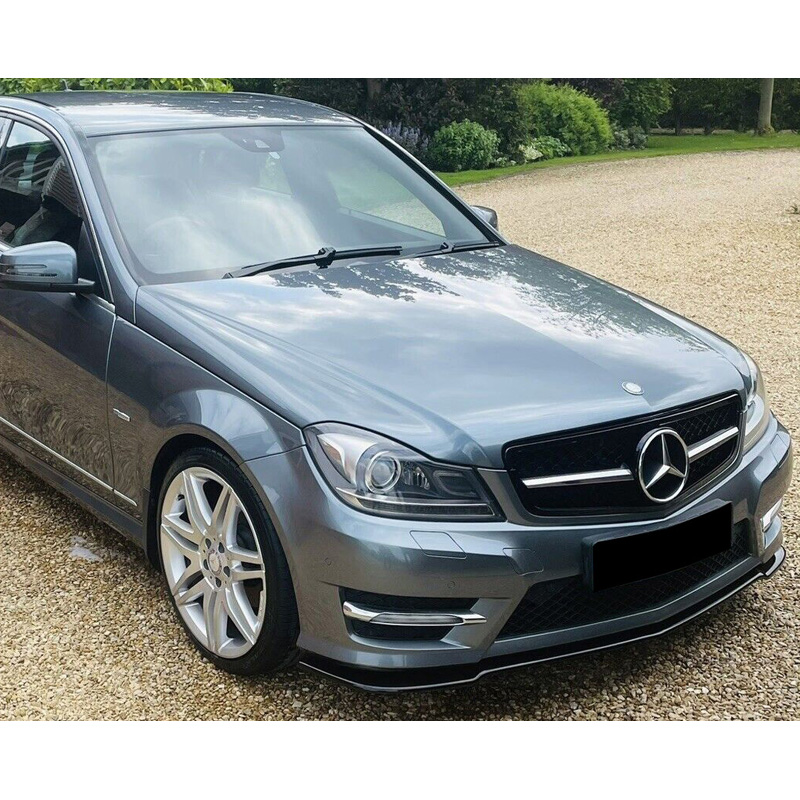 Image of Oneway Voor Bumper Lip Zwart ABS Plastic Mercedes C-Class Facelift