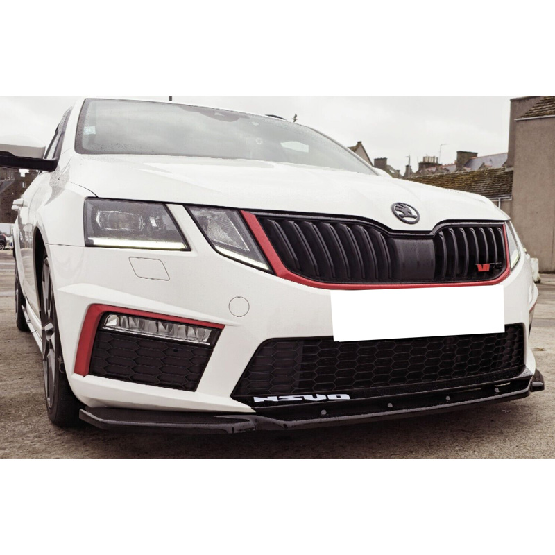 Image of Oneway Voor Bumper Lip Zwart ABS Plastic Skoda Octavia