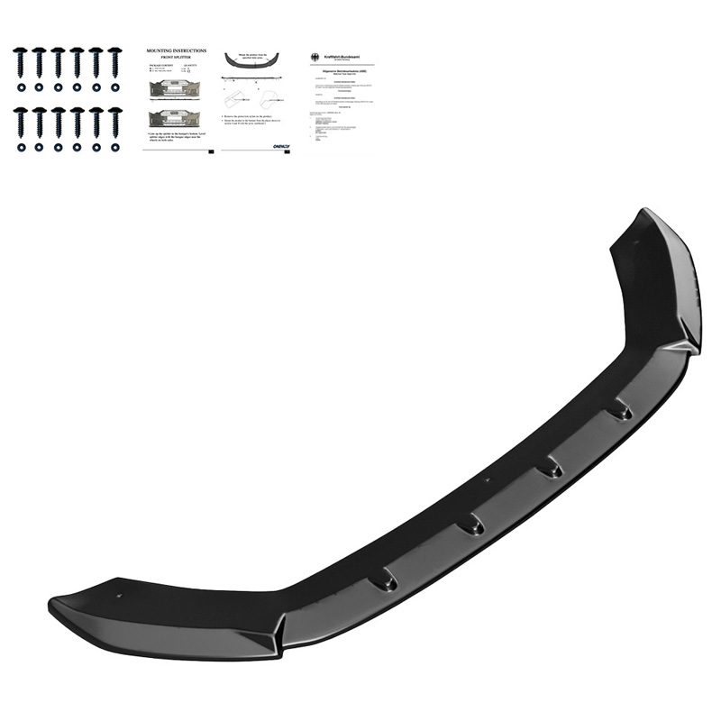 Image of Oneway Voor Bumper Lip Zwart ABS Plastic Seat Leon
