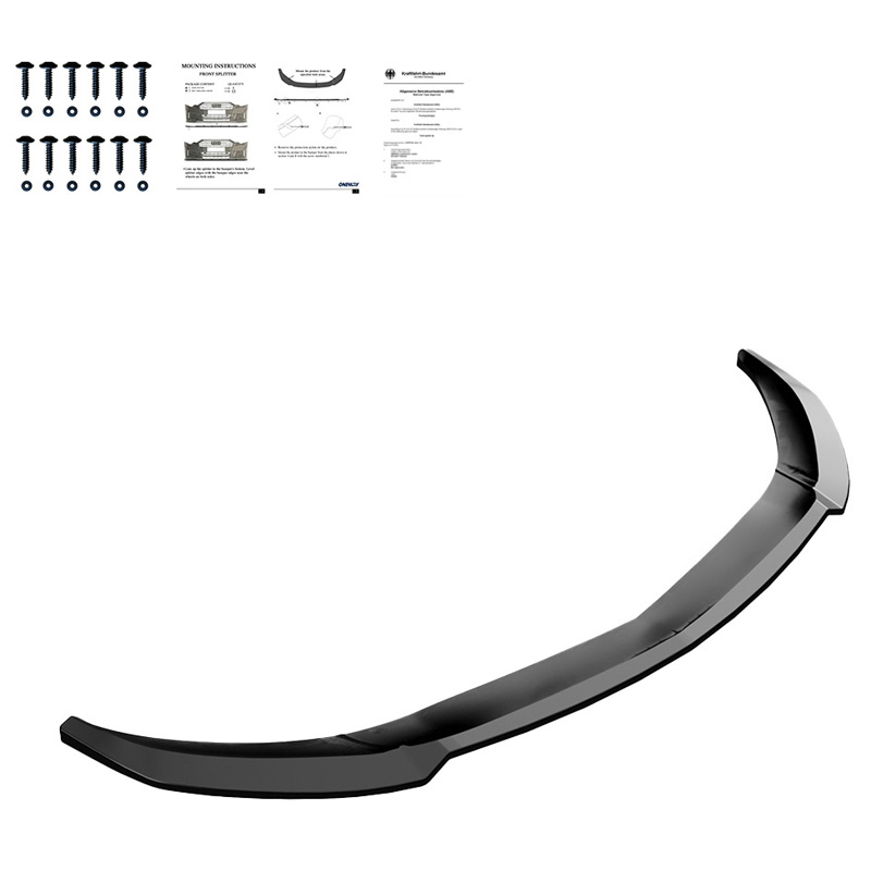 Image of Oneway Voor Bumper Lip Zwart ABS Plastic Mercedes A-Class Facelift