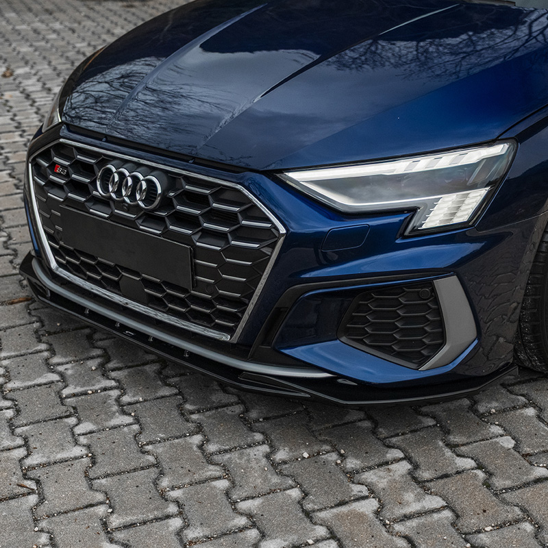 Image of Oneway Voor Bumper Lip Zwart ABS Plastic Audi A3,S3
