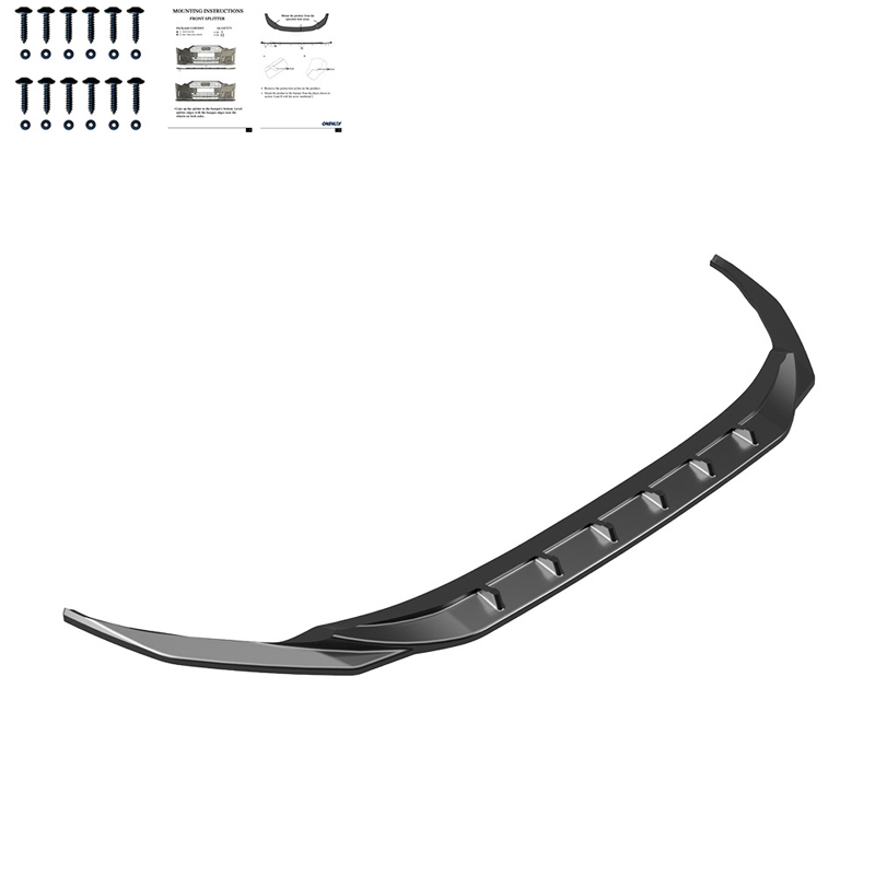 Image of Oneway Voor Bumper Lip Zwart ABS Plastic Audi A3