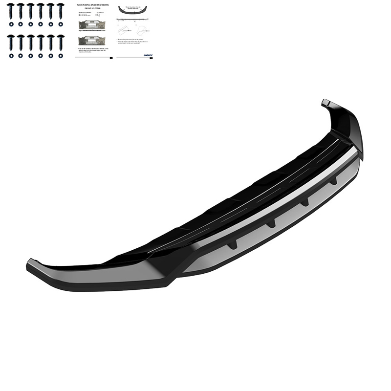 Image of Oneway Voor Bumper Lip Zwart ABS Plastic Volkswagen Touareg Facelift