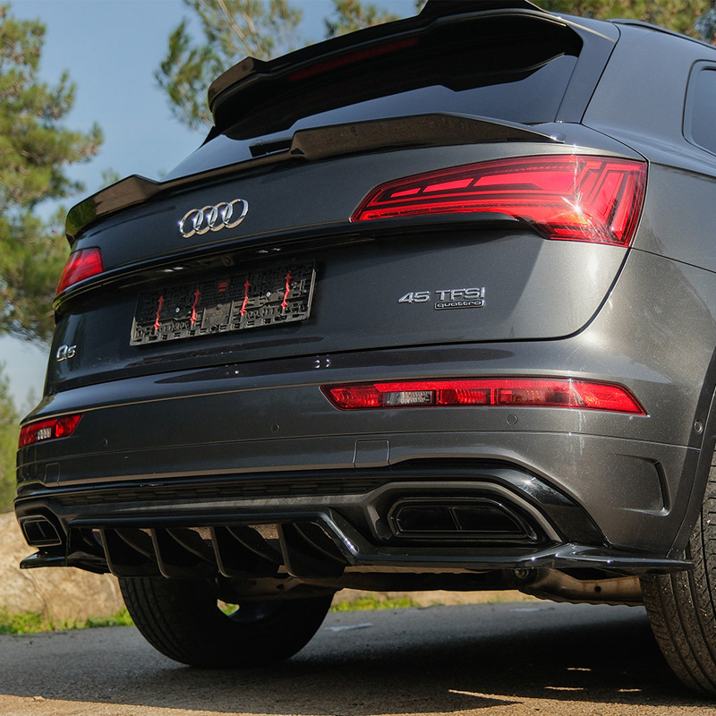Image of Oneway Achter Bumper Lip Zwart ABS Plastic Audi Q5 Facelift