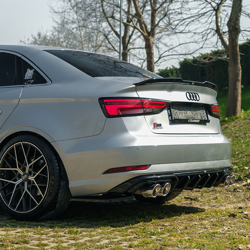 Image of Oneway Achter Bumper Hoekverlichting Zwart ABS Plastic Audi A3 Facelift