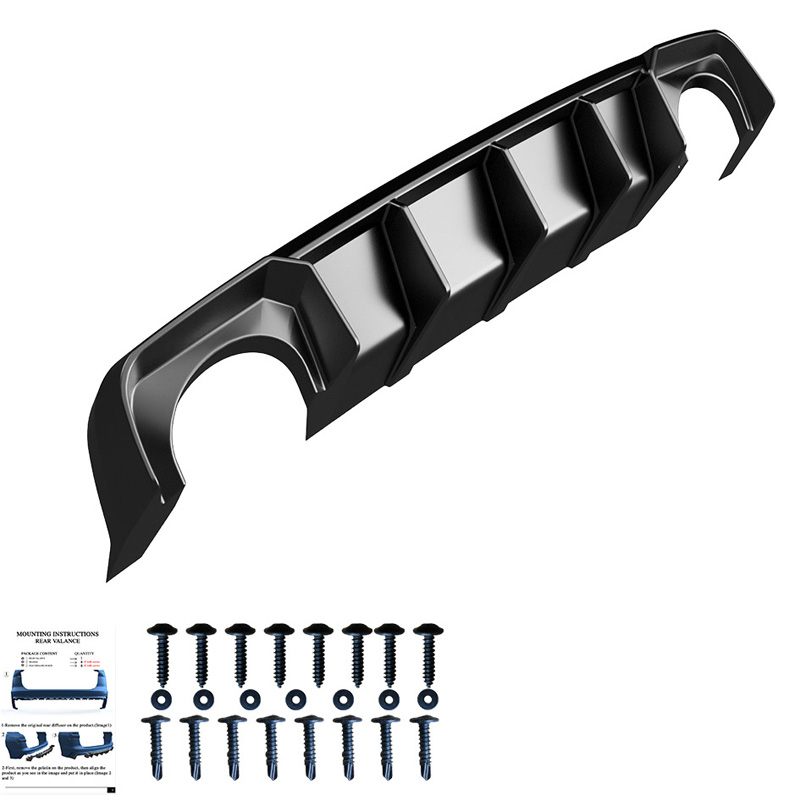Image of Oneway Achter Diffuser Zwart ABS Plastic Audi RS3